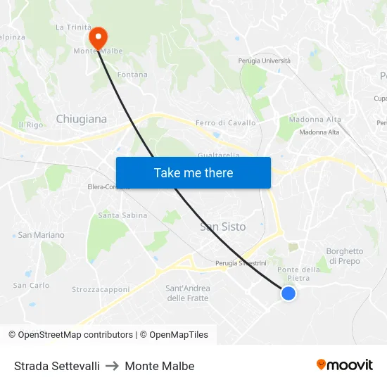 Strada Settevalli to Monte Malbe map