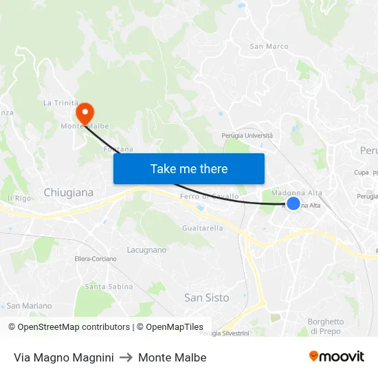 Magno Magnini Street to Monte Malbe map