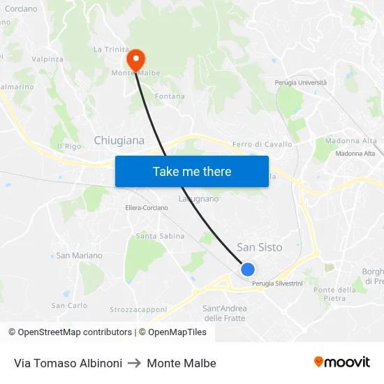 Tomaso Albinoni Street to Monte Malbe map