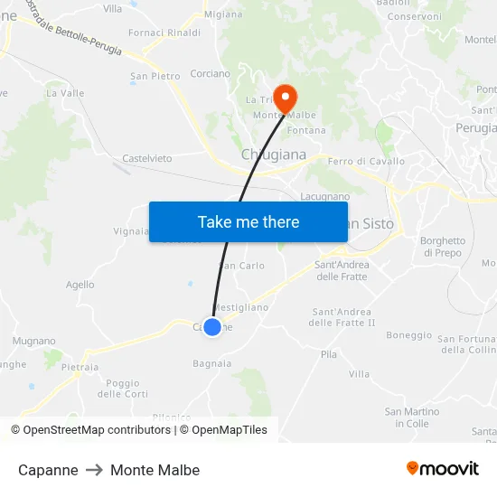 Capanne to Monte Malbe map