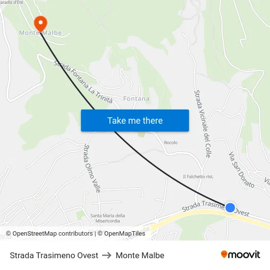 Strada Trasimeno Ovest to Monte Malbe map