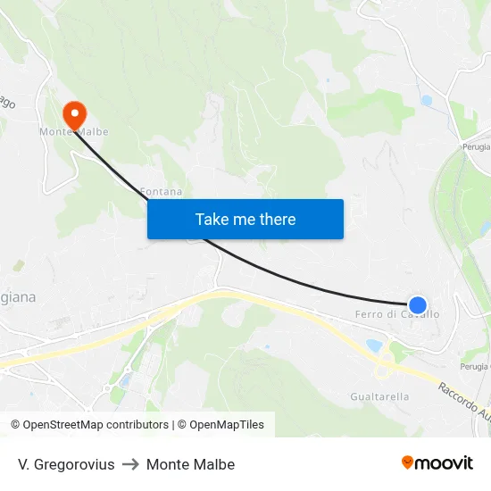 Via Gregorovius to Monte Malbe map