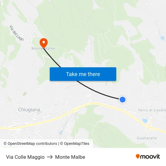 Via Colle Maggio to Monte Malbe map