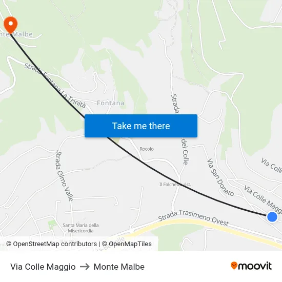Via Colle Maggio to Monte Malbe map