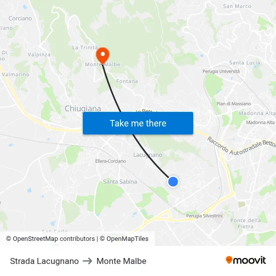 Lacugnano Street to Monte Malbe map