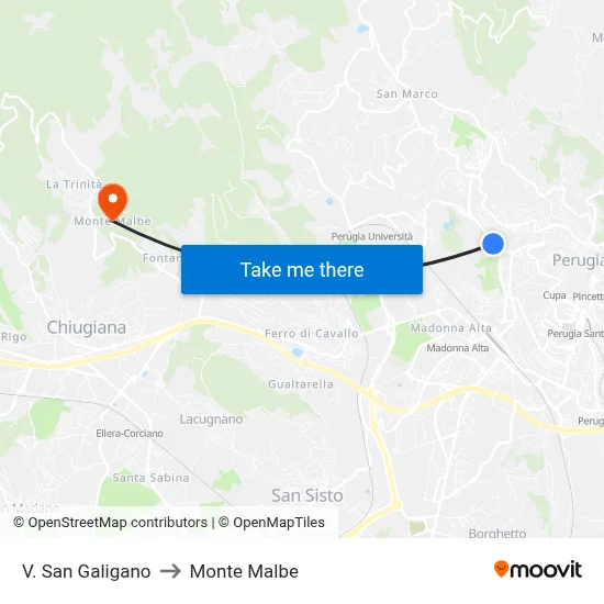 Via San Galigano to Monte Malbe map