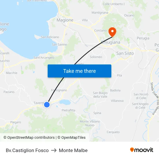 Castiglion Fosco Junction to Monte Malbe map