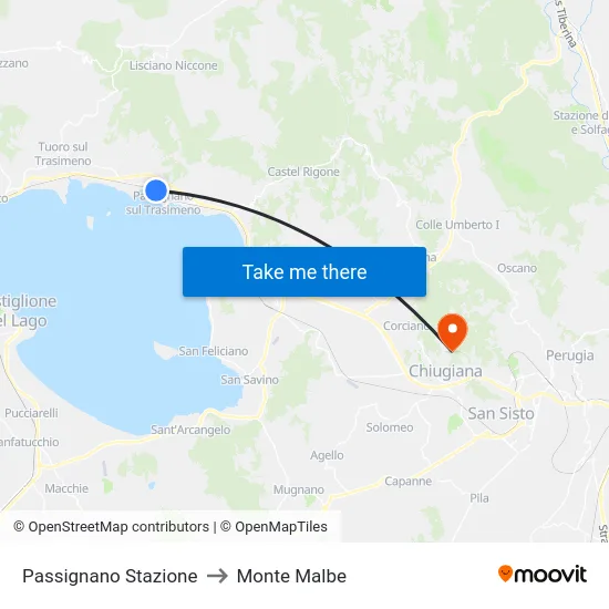 Passignano Stazione to Monte Malbe map