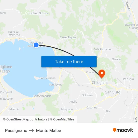 Passignano to Monte Malbe map