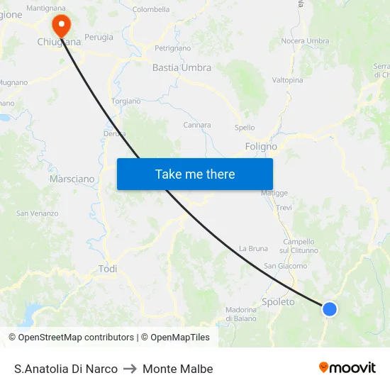 S.Anatolia Di Narco to Monte Malbe map