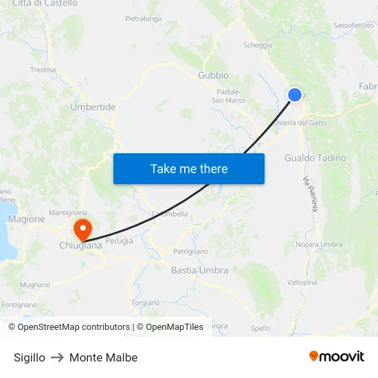 Sigillo to Monte Malbe map