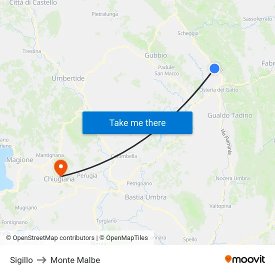 Sigillo to Monte Malbe map