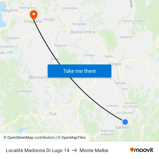 Località Madonna Di Lugo 14 to Monte Malbe map