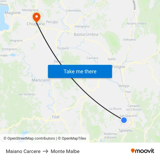 Maiano Carcere to Monte Malbe map