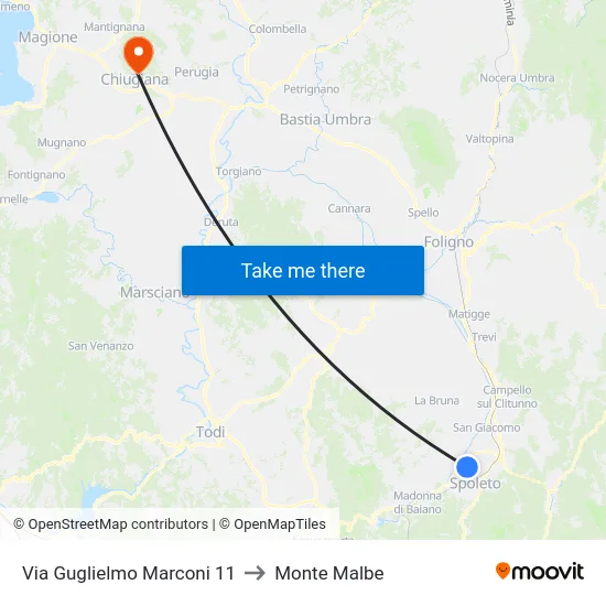 Via Guglielmo Marconi 11 to Monte Malbe map
