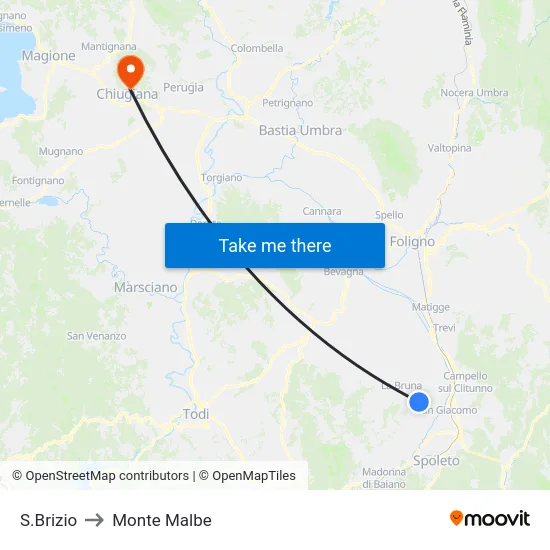 S.Brizio to Monte Malbe map