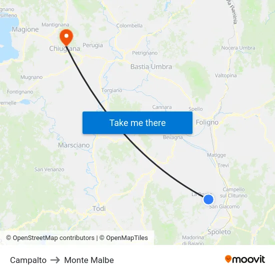 Campalto to Monte Malbe map