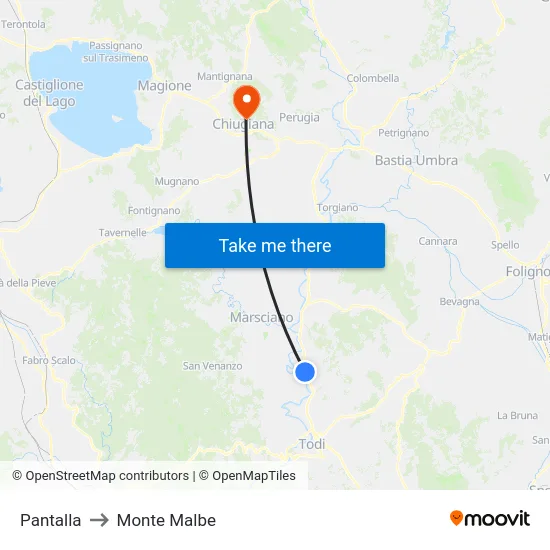 Pantalla to Monte Malbe map