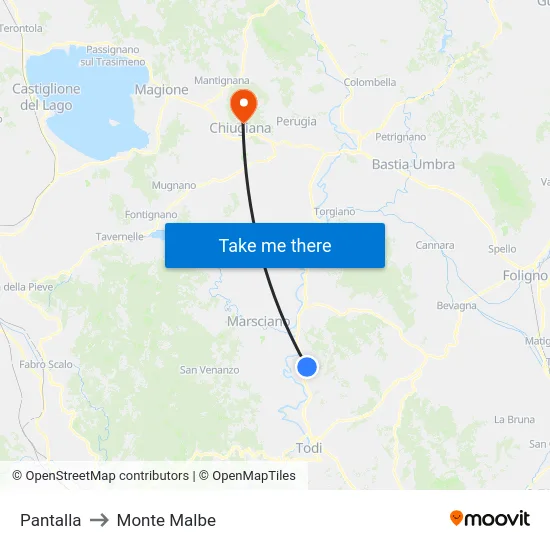 Pantalla to Monte Malbe map