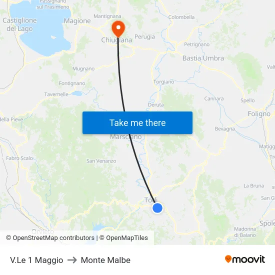 V.Le 1 Maggio to Monte Malbe map