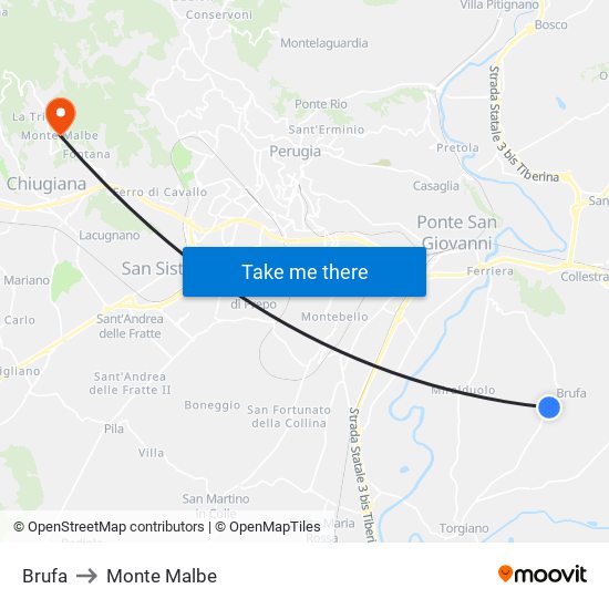 Brufa to Monte Malbe map