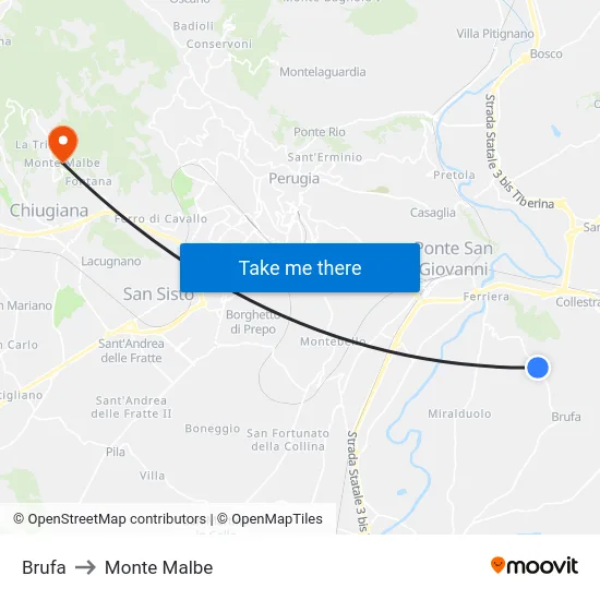 Brufa to Monte Malbe map