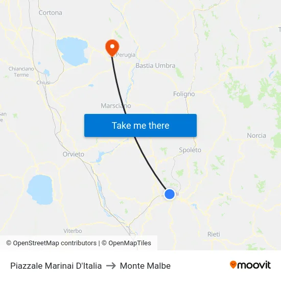 Piazzale Marinai D'Italia to Monte Malbe map
