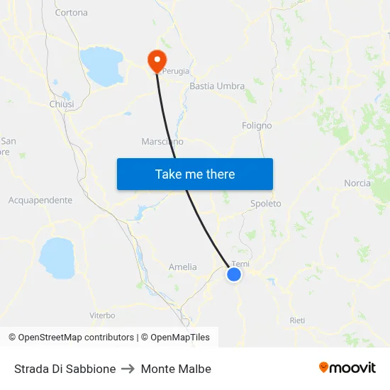Sabbione Road to Monte Malbe map