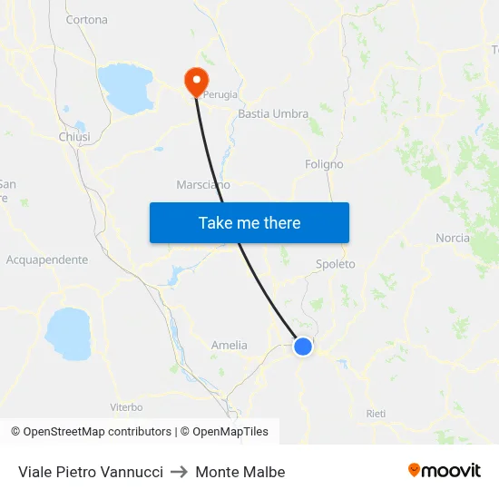 Pietro Vannucci Avenue to Monte Malbe map