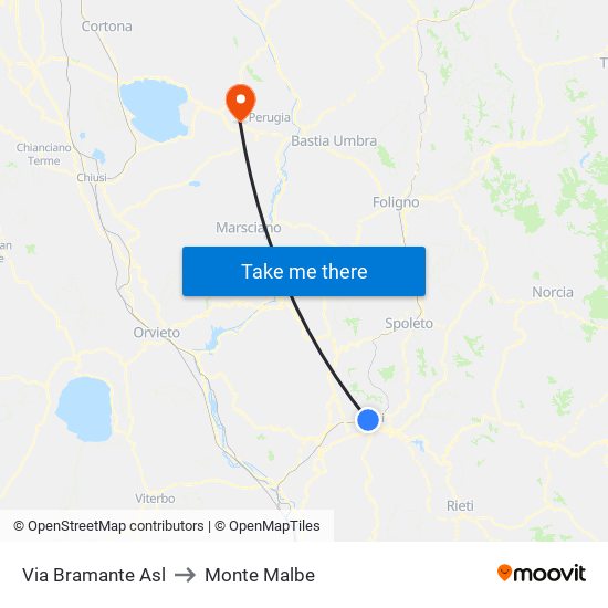 Via Bramante Asl to Monte Malbe map