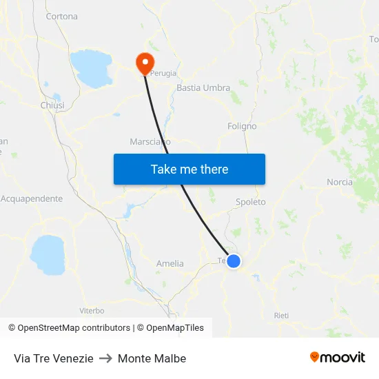 Three Venezie Street to Monte Malbe map