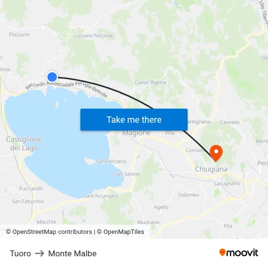 Tuoro to Monte Malbe map