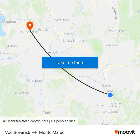 Bovara Area 6 to Monte Malbe map