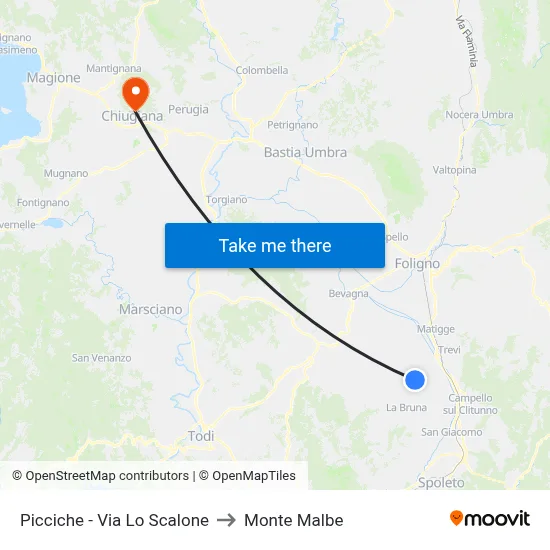 Picciche - Via Lo Scalone to Monte Malbe map
