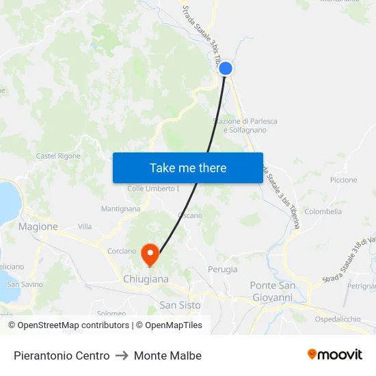 Pierantonio Centro to Monte Malbe map