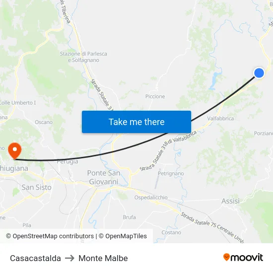 Casacastalda to Monte Malbe map