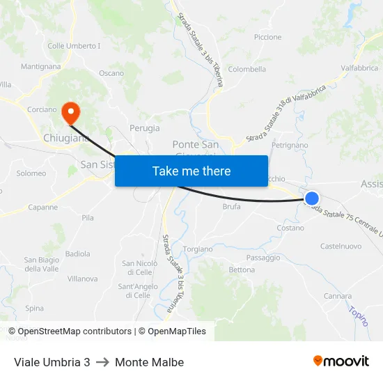 Viale Umbria 3 to Monte Malbe map
