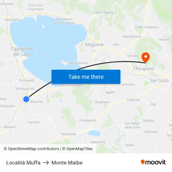 Muffa Locality to Monte Malbe map