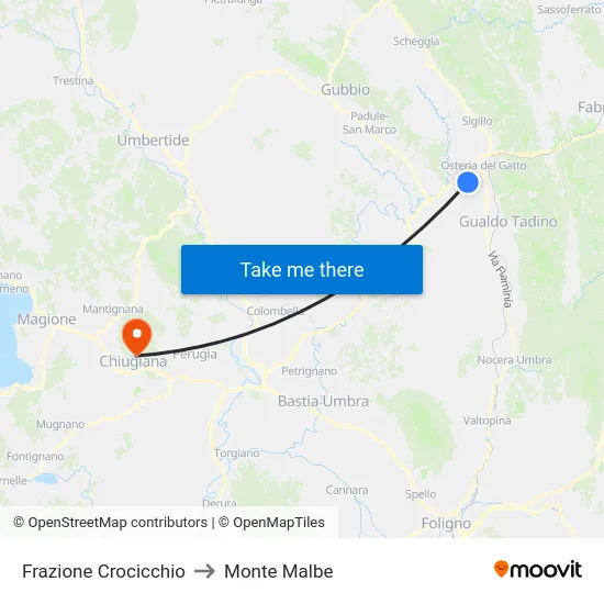 Frazione Crocicchio to Monte Malbe map