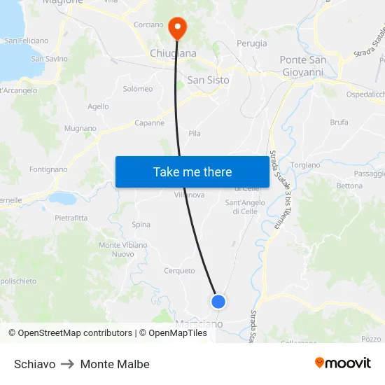Schiavo to Monte Malbe map