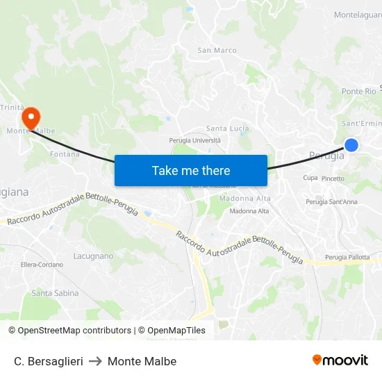 Bersaglieri Square to Monte Malbe map