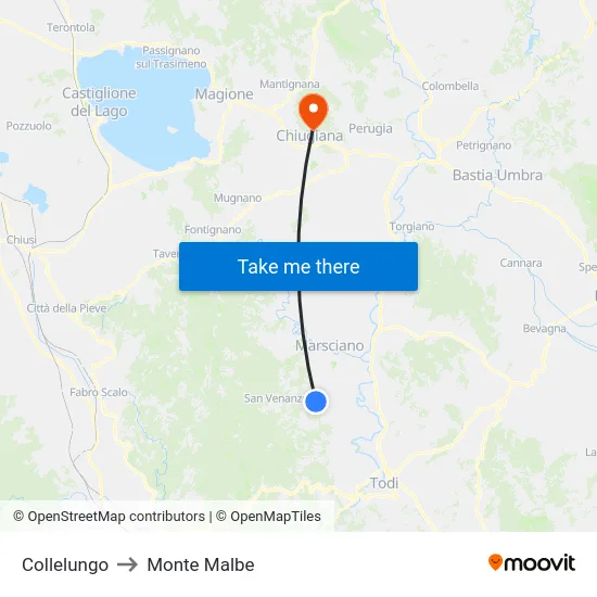 Collelungo to Monte Malbe map