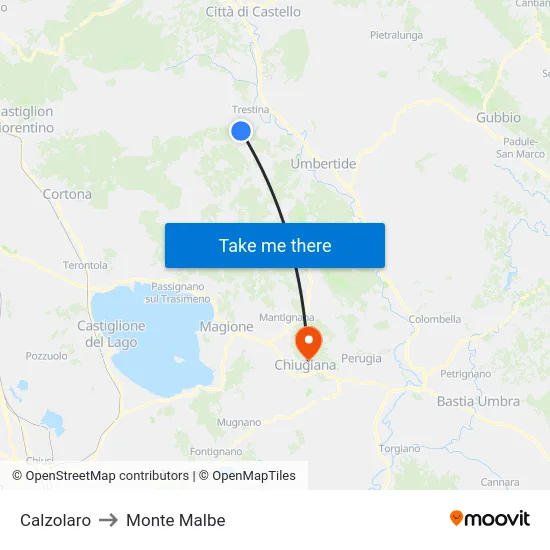 Calzolaro to Monte Malbe map