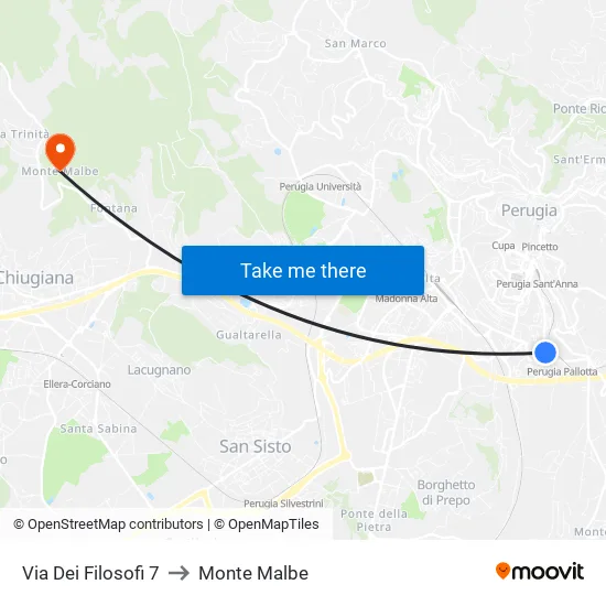 Via Dei Filosofi 7 to Monte Malbe map