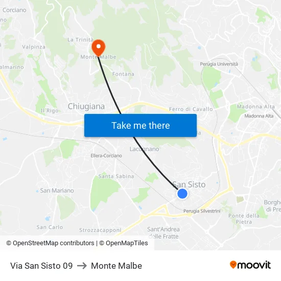 Via San Sisto 09 to Monte Malbe map