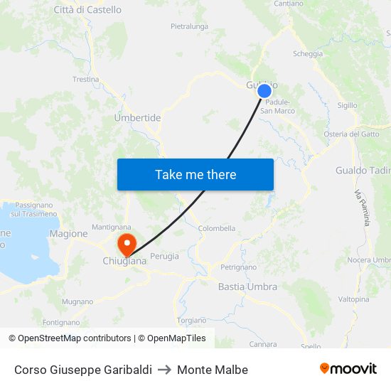 Corso Giuseppe Garibaldi to Monte Malbe map
