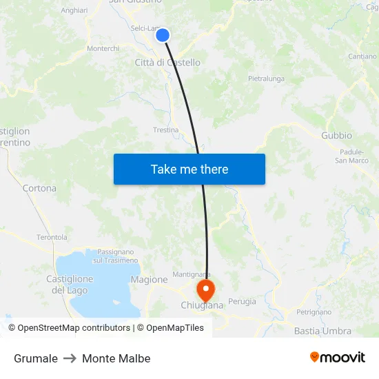 Grumale to Monte Malbe map