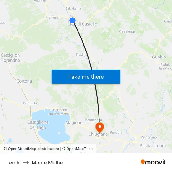 Lerchi to Monte Malbe map