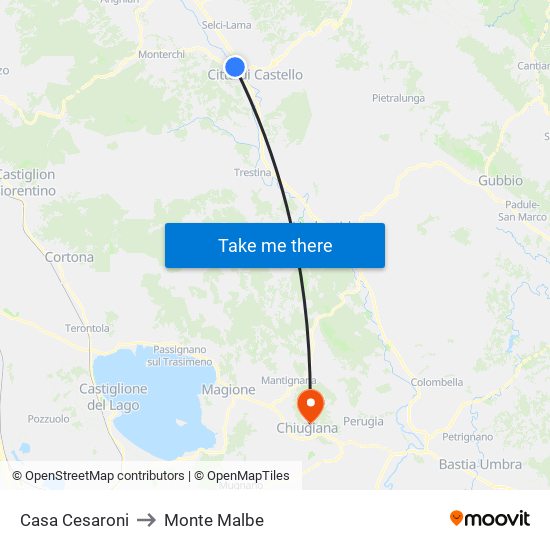 Casa Cesaroni to Monte Malbe map