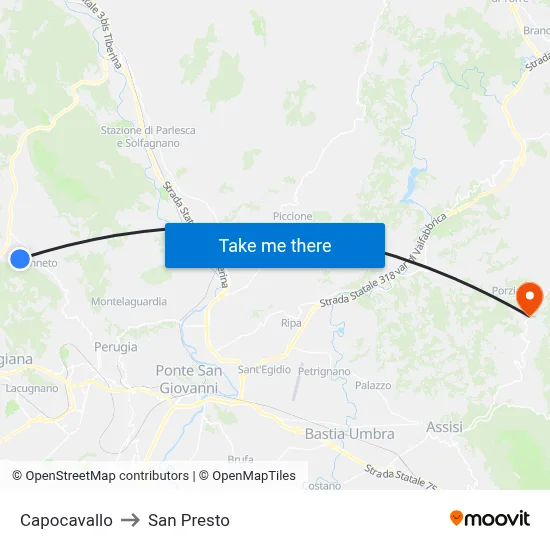 Capocavallo to San Presto map